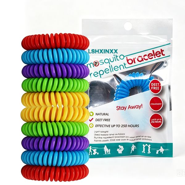 10 Pack Mosquito Repellent Bracelets for Adults &amp; Kids - Natural DEET