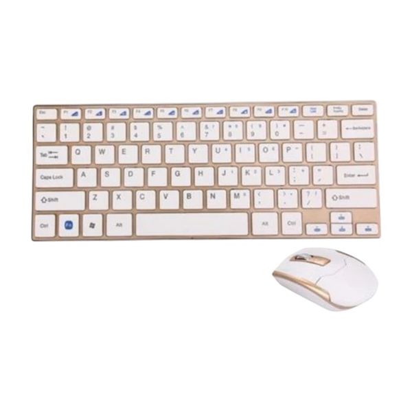 Wireless Keyboard and Mouse Combo Gold and White QK3940