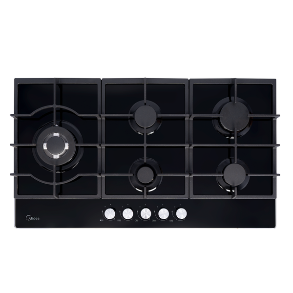 Midea 90cm Black Glass 5 Plate Gas Hob