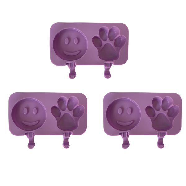 Smiley &amp; Paw Silicone Ice Cream and Popsicle Mould with Lid - 3 Pack