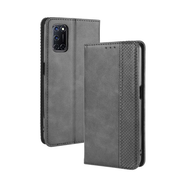 Flip Cover Compatible With Oppo A52 Magnetic Buckle Retro Leather Case