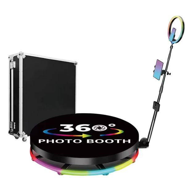 68cm Photo Booth Machine with Flight Case -Rotating Selfie for 1-2 People