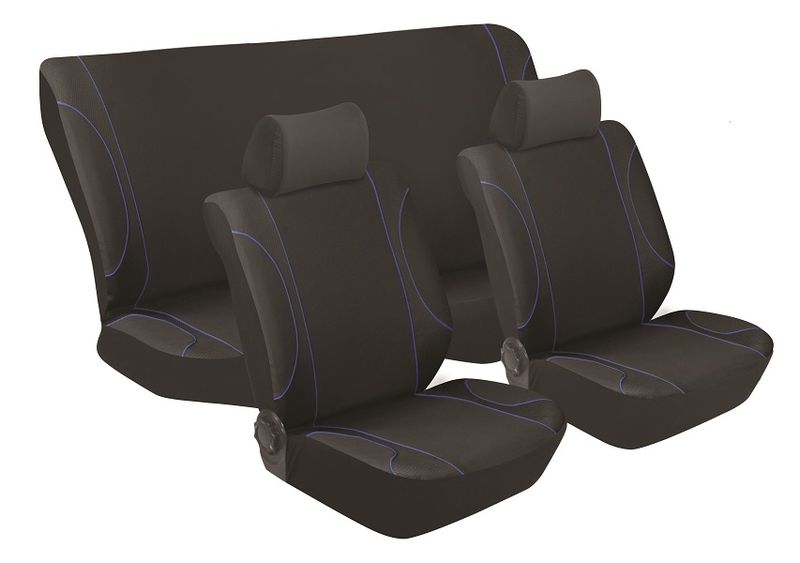 STINGRAY - Monaco 6Pc Car Seat Cover Set | Universal fit | Black/Blue
