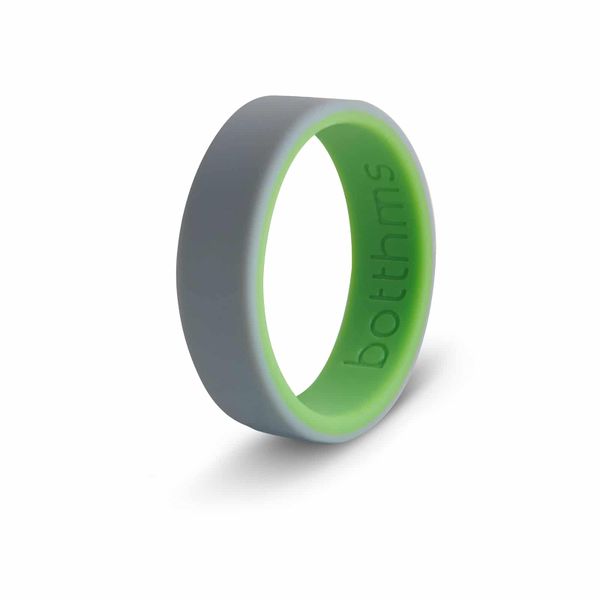 botthms Dual Silicone Ring, Silicone Wedding Ring For Men, Green &amp; Grey
