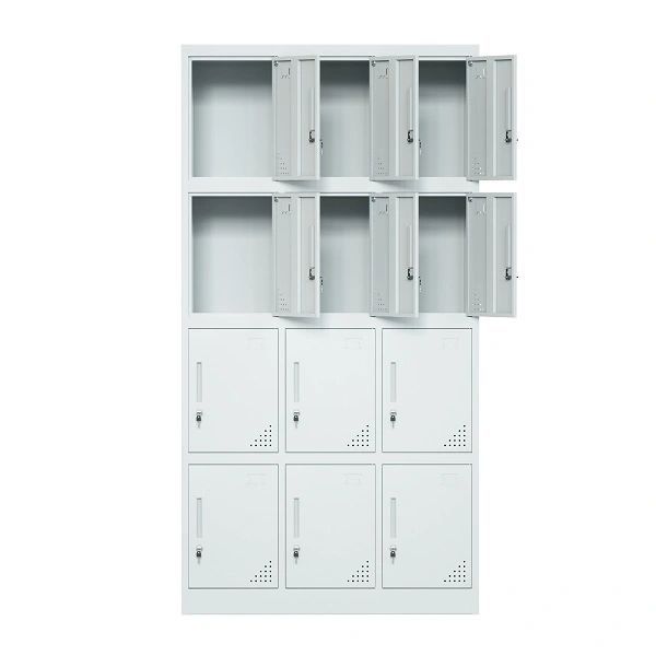 Steel 12 Door Locker Cupboard Storage Cabinet Inner Handle with Lock