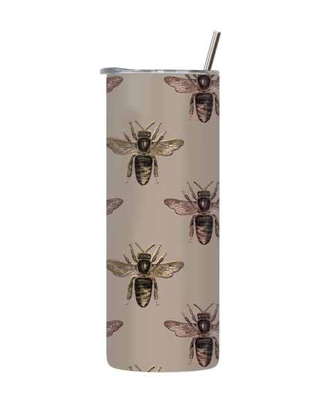 Bee-6 20 Oz Tumbler with Lid Straw Trendy Bees Pattern Graphic Present 209