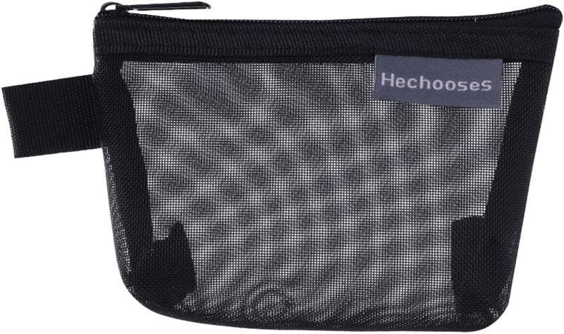 Mini Grid Storage Bag Mesh Coin Purse Transparent Bag - Black