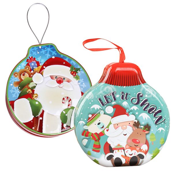 Home Decor Fillable Jolly Christmas Tree Ornament Tin Set of 2