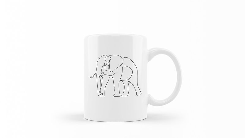 Designer Line Art Coffee Mug - Elephant