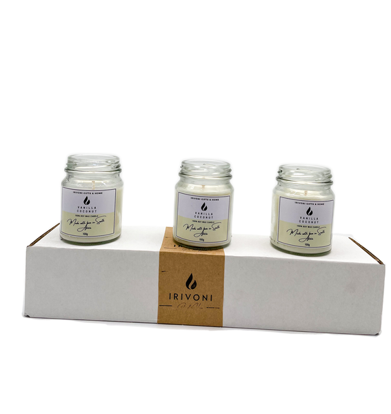 iRivoni- Vanilla Coconut Soy Wax Candle Set - 3 x 100g