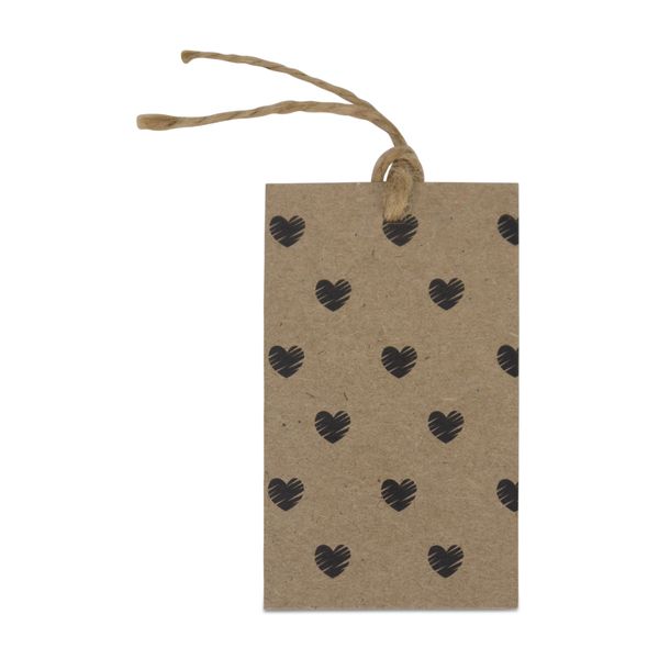 Gift Tags - Hearts All Over - Kraft Paper - Brown - Pack of 10