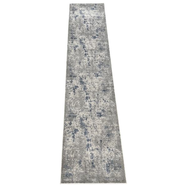Grey/Blue Modern Turkish Passage Runner Rug - 400 x 80 cm