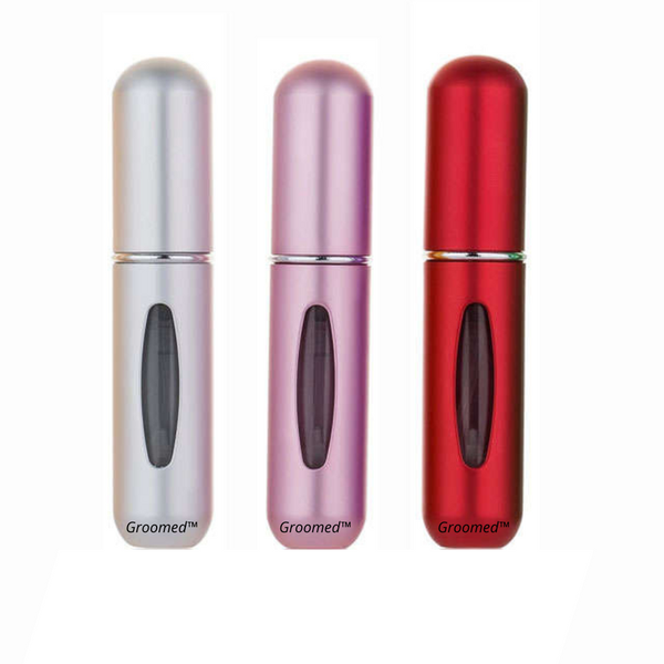 Groomed - Refillable Mini Perfume Spray Bottle - 5ml Capacity - 3 Pack