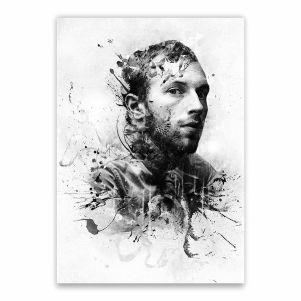 Chris Martin Black And White Poster - A1