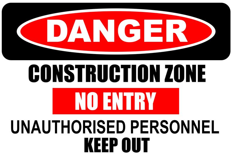 Danger Construction Zone No Entry Unauthorised Personnel Keep Out 80x120cm