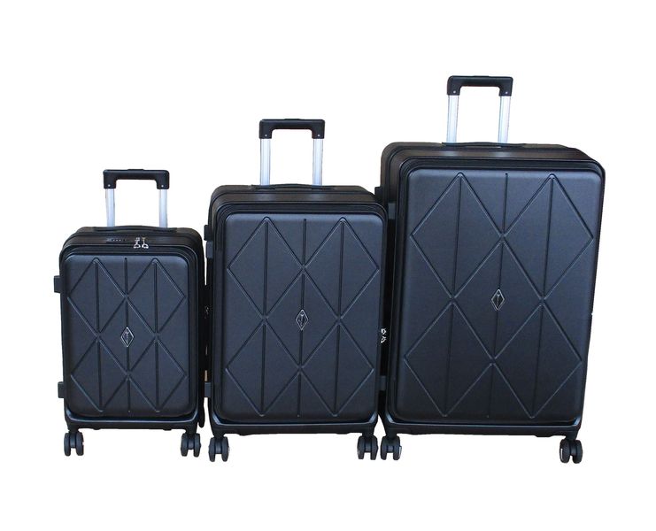 Black PC Hardshell Luggage Set - Spinner Wheels, TSA Lock and Expandable - 3-Piece