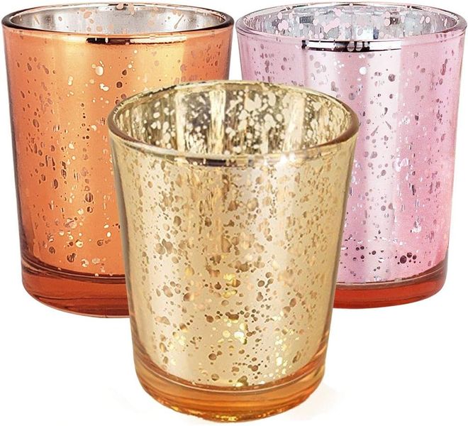 Assorted Glass Tealight Holders for Wedding Decoration -Set of 6