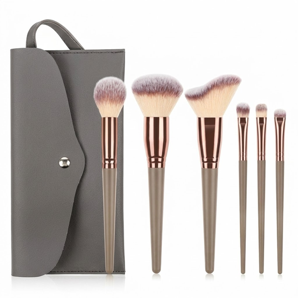 Professional Makeup Brush Set with Portable Travel Pouch - 7 Piece