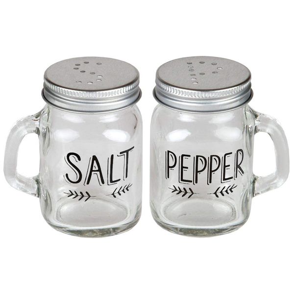 New Kitchen Style Small Glass Salt &amp; Pepper Shaker Container Jar - 120ml