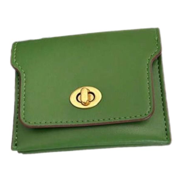 Solid Natural Green PU Leather Fashion Three Layered Card Holder Wallet