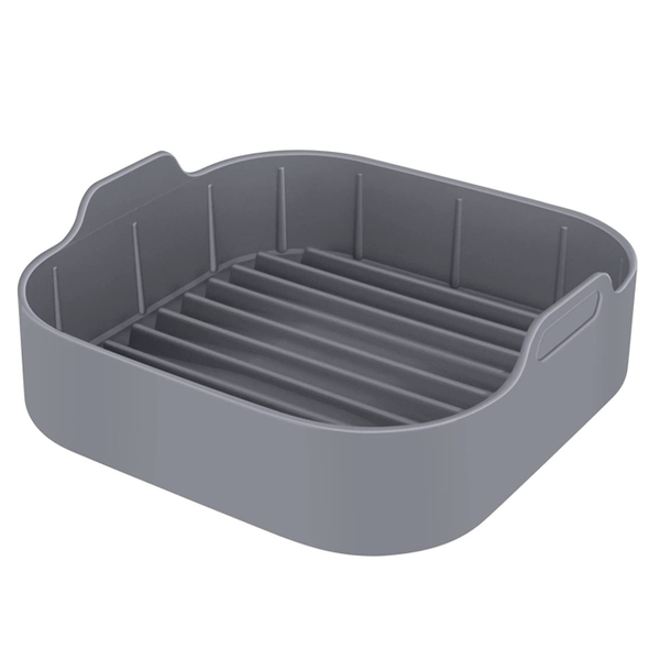 Creative Cooking Silicone Air Fryer Basket- Grey( 20.5cm x 20.5cm x 7cm)