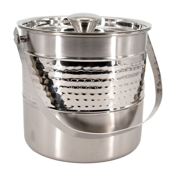 Bar Butler Ice Bucket Hammered with Lid St Steel, 2.7L