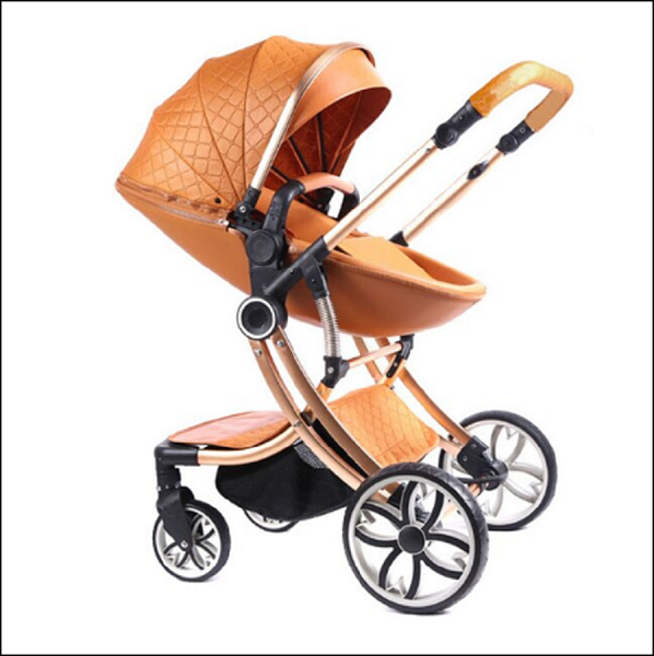 Luxury Egg Shell Strollers Baby Pram 2 in 1 Brown