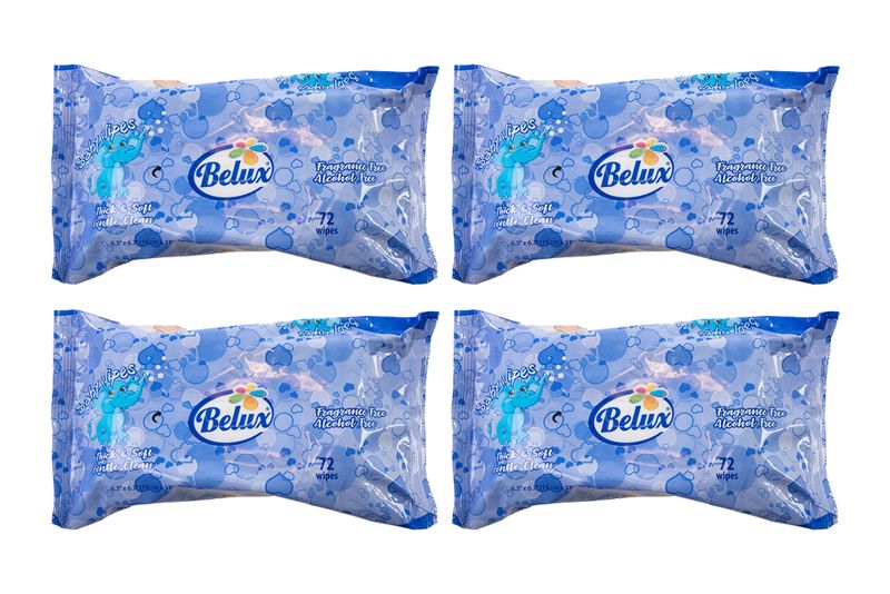Baby Wipes 72s Blue Belux -4 Pack