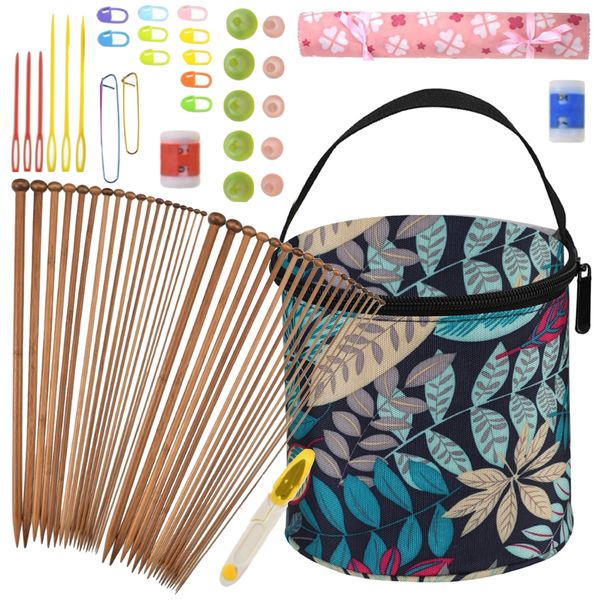 Craft Yarn Storage Bag With Jumbo 68pcs Knitting Sewing Crochet Accessories
