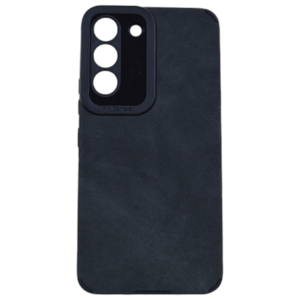 Leather Detailed Design Phone Case Compatible with Samsung Galaxy S22 - Black
