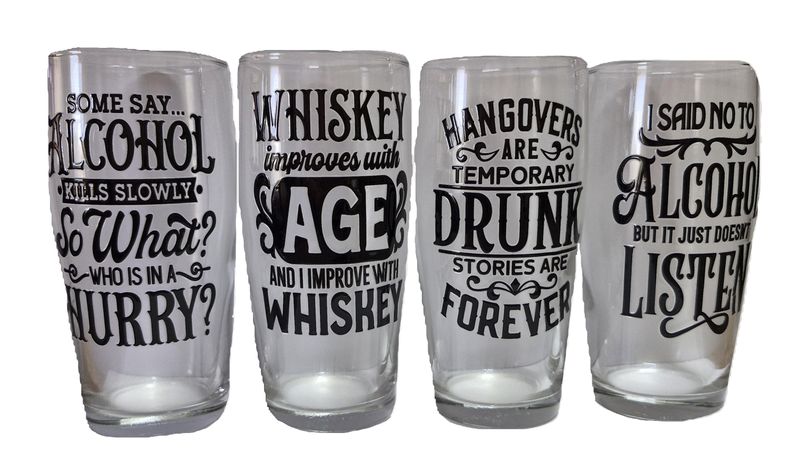 Glass Beer Glass Set with unique design messages
