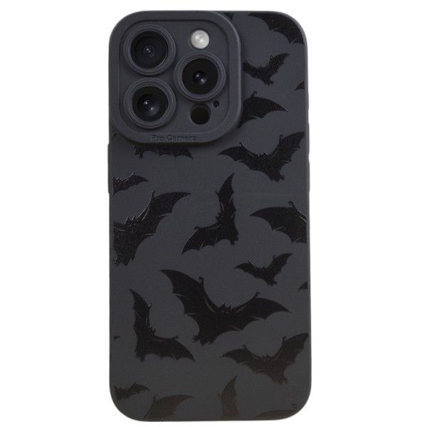 Bat Print Silicone Phone Cover Compatible with iPhone 15 Pro