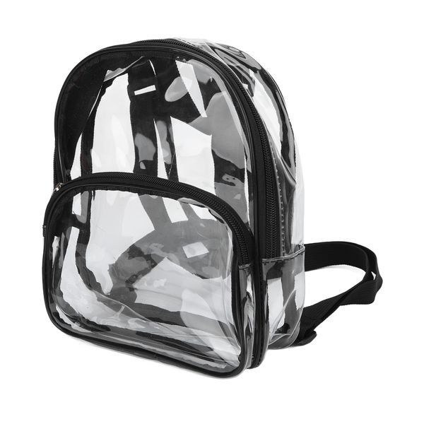 Clear Backpack Waterproof 2 Layer Storage Zipper Design PVC Wear Resistant