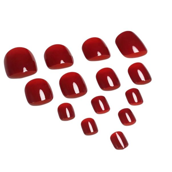 24 Piece - Artificial Glossy Toenails - Red