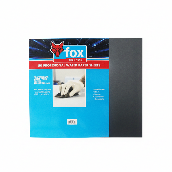 Fox - Waterpaper Pro - P800 - 50 Sheets of Silicon Carbide Sandpaper