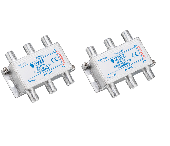 Space TV Satellite IF Tap - 4 Way - 16db (5 – 2250MHz) - 2 Pack
