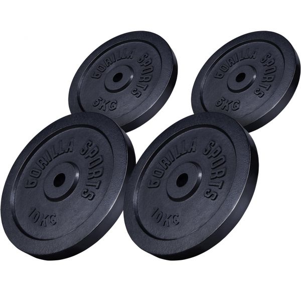 GORILLA SPORTS SA - Cast Iron Weight Plate 30KG Set - Black
