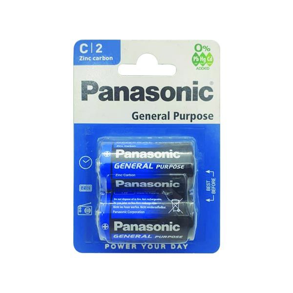 Panasonic Carbon Zinc C 2 Pack x 1 Box of 12 Packs (R14BE/2BP)