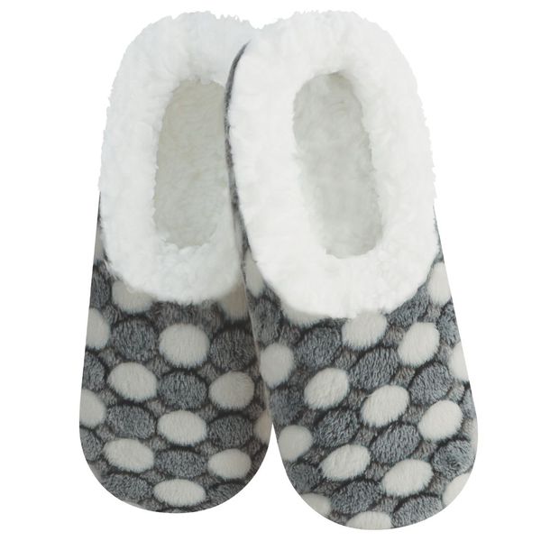 Snoozies! Women Spot The Dot Black Fleece Slippers with Non-Skid Sole