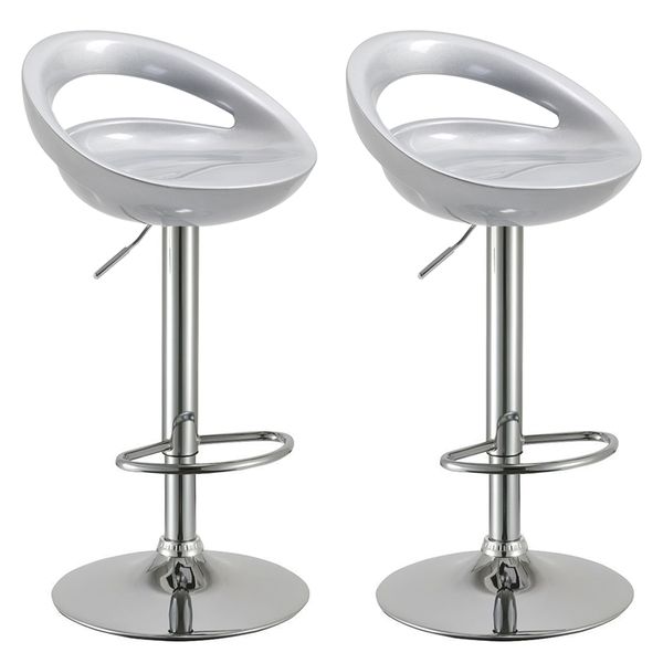 Bar / Kitchen Breakfast Stools - Set of 2 – Silver Colour