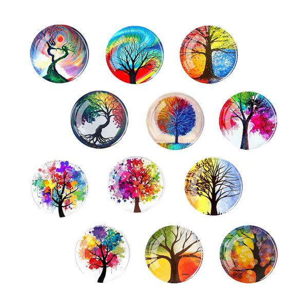 12 Rainbow Tree Soft Magnetic Fridge Magnets, Glass Patch Time Gemstones