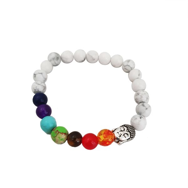 Chakra Buddha Bracelet - White Stone