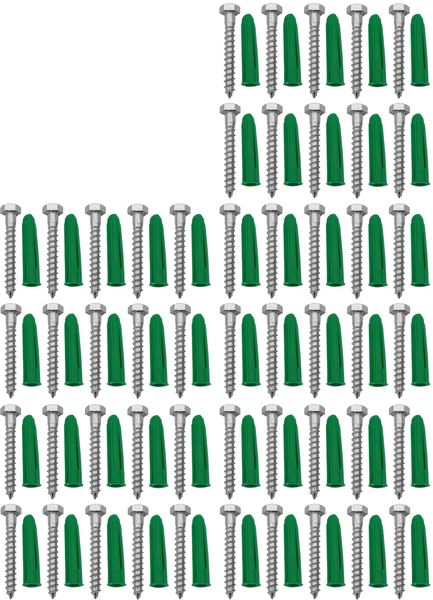 50 X Coach Screws Galvanized (65mm x 8mm) plus 50 X Wall Plugs combo.
