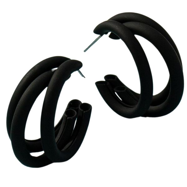 Po'di Grazia- Multiloop Black Hoop Earrings, Gift Set