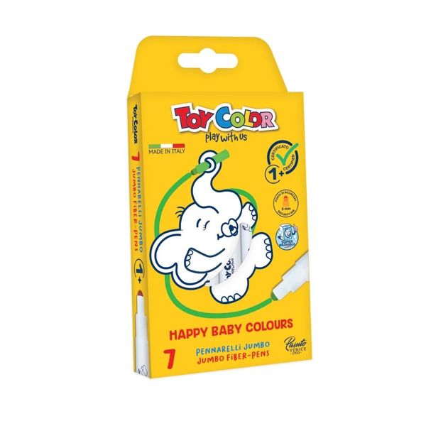 Toy Color - Happy Baby Jumbo Markers - 1+ Years - 7 Colours - 7pcs