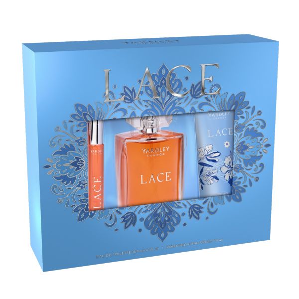 Yardley Lace Eau de Toilette 100ml, Eau de Toilette 15ml &amp; Hand Cream 75ml
