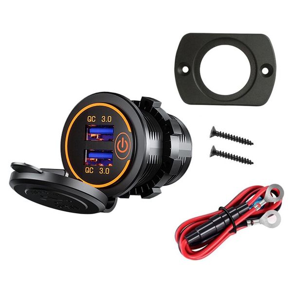 Motolab P19-S Fast Charge 3.0 USB Car Charger Dual USB Outlet with Wires