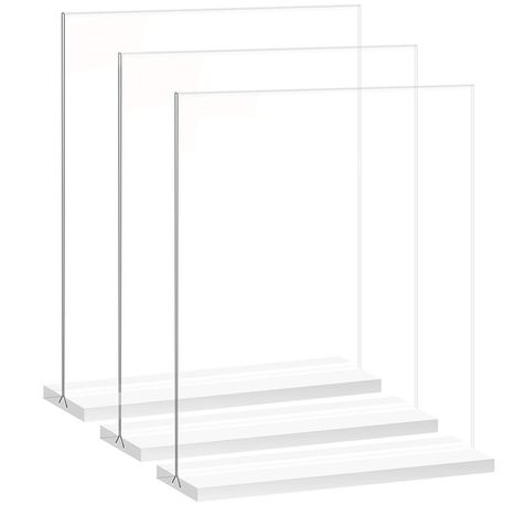 3 Pack 8.5x11 Clear Acrylic Sign Holder Double Sided Table Menu Frame Stand Image