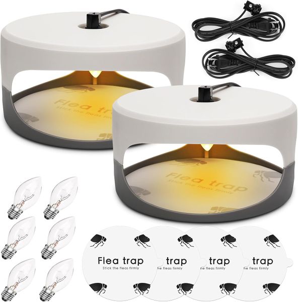 2-Pack Flea Trap for Home, Indoor Bug Killer with Light &amp; Sticky Pads