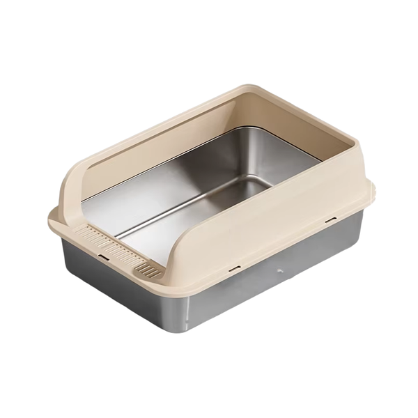 Stainless Steel Cat Litter Box - Large Open Top Easy Clean Tray